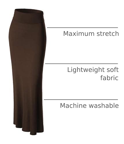 Made By Johnny Women's Solid Basic Lightweight Floor Length Flare Long Maxi Lounge Skirt (S~3XL) thumbnail 4