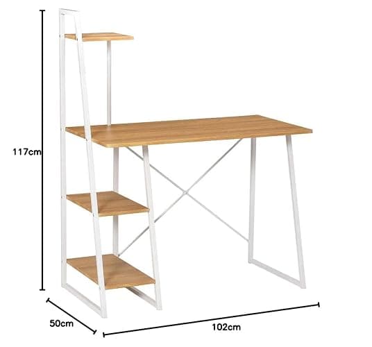 HOMION Computer Desk Home Office Table With 4-Tier Storage Shelf Pc Laptop Work Study Writing Desk For Bedroom Living Room (Natural) thumbnail 2