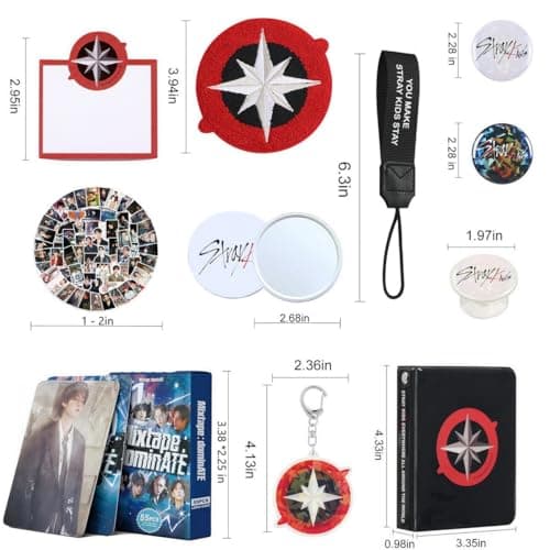X9H8N9 Skz Merch Stray Fans Gifts Set,Including Photocards, Stickers,Photocards Binder, Coaster,Lanyard,Sticky Notes,Keychain, Pins,Mirror thumbnail 3
