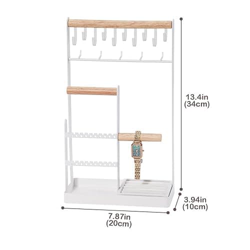 ProCase Jewelry Organizer Jewelry Stand Jewelry Holder Organizer, 4-Tier Necklace Organizer with Ring Tray, Large Aesthetic Jewelry Tower Storage Rack Tree for Bracelets Earrings Rings -Large, White thumbnail 3