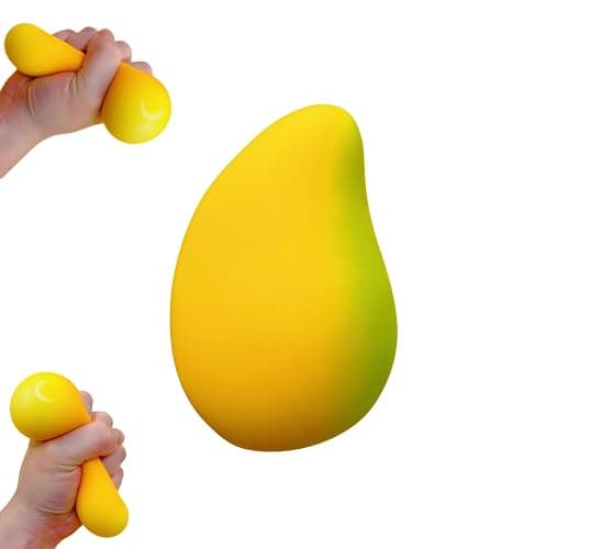 Gold Mango Squishy, Fast Rising Stress Relief Simulation Fruit, Anxiety Sensory Stress Squishy Hand Toys, Soft Squishy Stress Balls, Classroom Prizes, Calming Adults Fidget Toys - Image 1