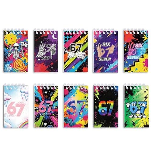 67 Meme Themed Birthday Banner, Colorful Number Decorations (Note Books) - Image 1