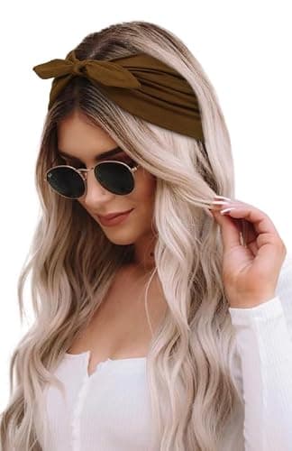 Huachi 4 Packs Bow Headbands for Women Girls, Wide Head Bands for Women's Hair Non Slip Soft Elastic Hair Bands, African Thick Workout Gym Turban Bandanas Head Wraps Hair Accessories (Fashion) thumbnail 6