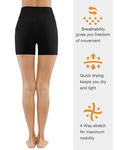 THE GYM PEOPLE High Waist Yoga Shorts for Women's Tummy Control Fitness Athletic Workout Running Shorts with Deep Pockets thumbnail 5