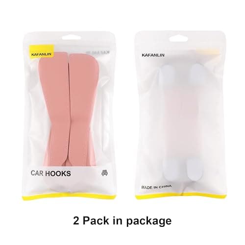 2 Pack KAFANLIN Car Headrest Hooks for Purses and Bags Cute Leather Car Seat Back Head Rest Double Hooks for Bags Cute Pink Beige Car Accessories Headrest Back Seat Handbags Hook (Beige 2 Pack) thumbnail 4