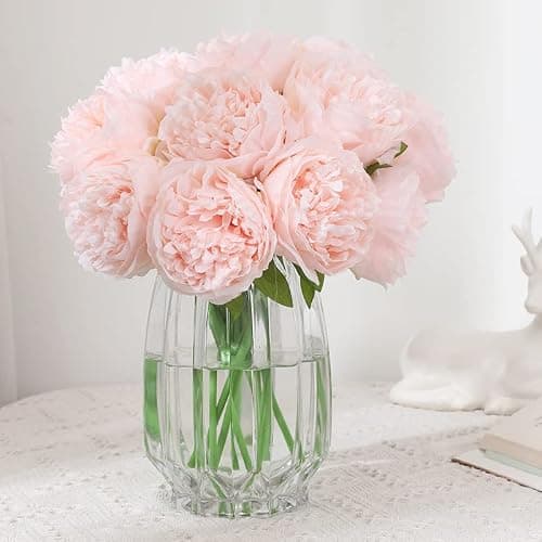 JOYHAZE 8 Stück Künstliche Pfingstrosen (ohne Vase), Seiden-Einzelstiel-Pfingstrosen Kunstblumen für Hochzeit, Zuhause, Büro, Party, Fensterdekoration, Tischmittelpunkte, DIY-Blumenarrangements thumbnail 6