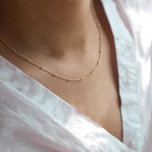 LOKLIFFAI Gold Dainty Choker Necklace Cz Pearl Pendant Necklace 18k Gold Plated Beads Chain Layered Necklace for Women Jewelry Gifts thumbnail 4