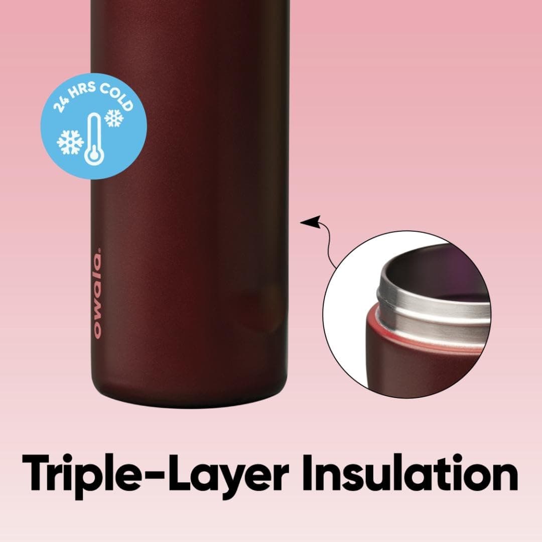 Owala FreeSip - Acero inoxidable - 24 oz - Rojo Negro Cereza thumbnail 5