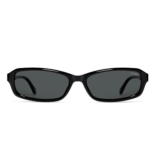 SOJOS Retro Rectangular Polarized Sunglasses Women Men CARAPACE | SOJOS Ocean Collection, narrow 90s square design, UV400 lenses, lightweight durable build thumbnail 4