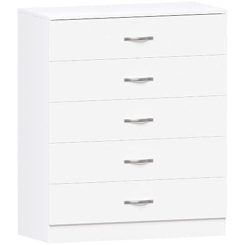 Vida Designs White Chest of Drawers, 5 Drawer With Metal Handles and Runners, Unique Anti-Bowing Drawer Support, Riano Bedroom Furniture - White - Single thumbnail 8