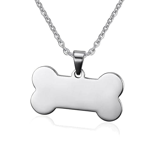 AOCHEE Stainless Steel Dog Tag Necklace Bone Shaped Pendant Necklace Pet Lover Jewelry Gift - Image 1