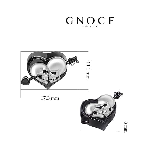 GNOCE Skull Lover Heart Charm Bead Sterling Silver Arrow through The Heart Skull Charm Bead Fit Bracelet/Necklace Jewelry Gift for Women Men (Style-1) thumbnail 7