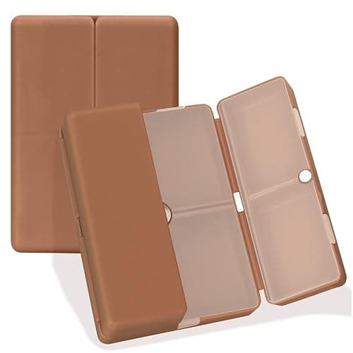 FYY Daily Pill Organizer, 7 Compartments Portable Travel Pill Case, [Folding Design] for Purse Pocket to Hold Vitamins,Cod Liver Oil,Supplements and Medication-Brown - Image 1