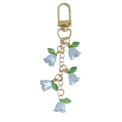 Miokkley Lily of the Valley Keychain Gifts for Women, Cute Flowers Bag Charms for Handbags Purse Car Key Accessories - Image 1