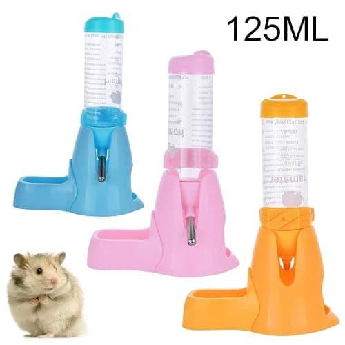 Guardians Hamster Water Bottle, Little Pet Automatic Drinking Bottle with Food Container Base Hut Hanging Water Feeding Bottles Auto Dispenser for Small Animals (125ml,Pink) thumbnail 7