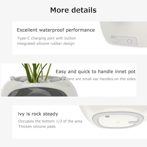TPHRAVAL Intelligent Flower Pot, Electronic Bud, Maintenance Plant Assistant, Fun Interactive Flower Pot, Indoor Green Planting Monitoring, LCD Screen Display, Cell Phone APP Connection (White) - White thumbnail 6