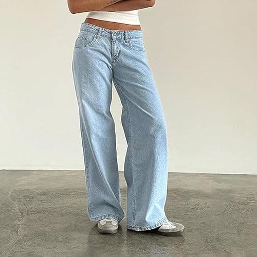 Low Rise Baggy Jeans for Women y2k Straight Wide Leg Boyfriend Streetwear Loose fit Jeans 2025 Fall Casual Denim Pants thumbnail 2