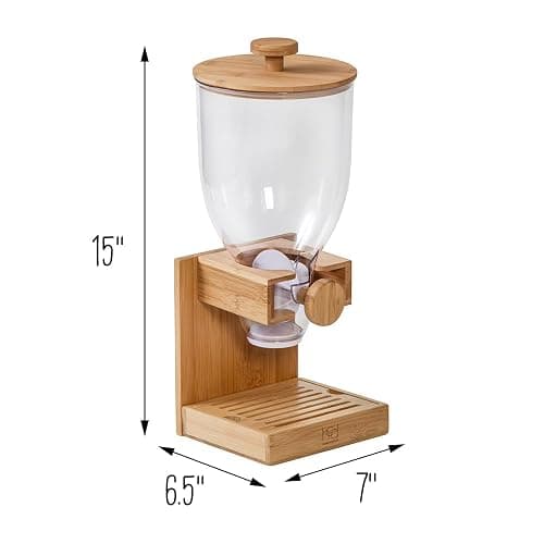 Honey-Can-Do Bamboo Cereal Dispenser with Airtight Lid – Countertop Dry Food Dispenser for Kitchen Organization – Eco-Friendly Cereal Container for Pantry thumbnail 3