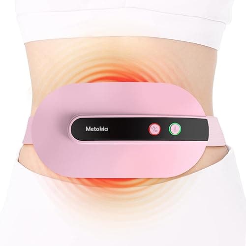 Portable Cordless Heating Pad, Heating Pad for Back Pain with 3 Heat Levels & 3 Vibration Massage Modes, Portable Electric Fast Heating Belly Wrap Belt for Women and Girl(Pink) - Pink