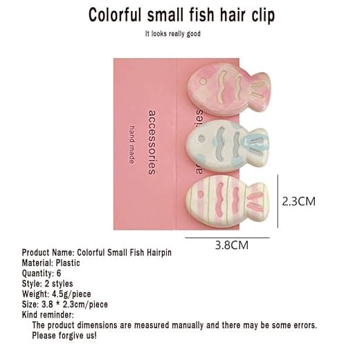 6 Pcs Small Fish Hair Clip, Colorful Fish Design, Cute & Fun Mini Hair Accessories for Women Girls (Color clip) thumbnail 5