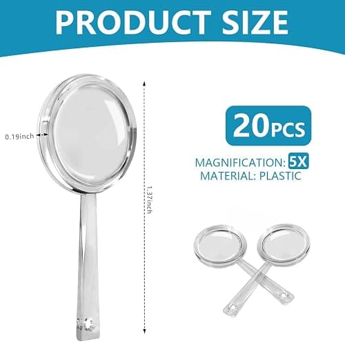 OBTANIM 20 Pack Mini Plastic Handheld Magnifying Glasses Portable Reading Magnifier for Senior and Kids, Hand Lens 5X Magnifier for Home, Indoor and Outdoor Use thumbnail 2