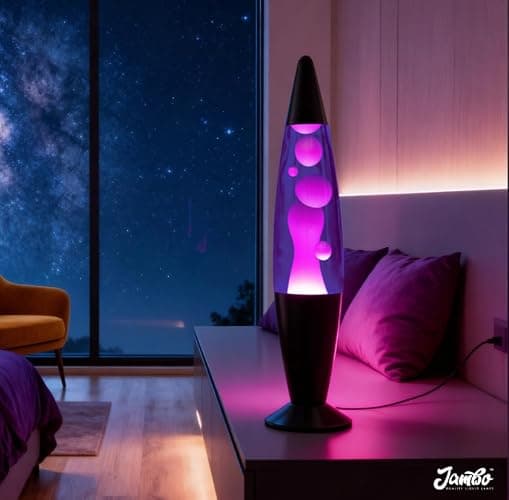 JAMBO 16" Beautiful Lamp- Purple with White/Pink Wax, Relaxing Liquid Lamp for Living Room Office Bedroom Adults Teens Kids, Magma Light, Night Light Nightlight, Home Decor thumbnail 7