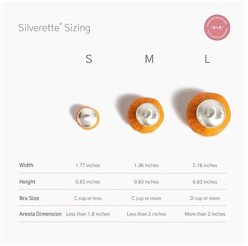 Silverette® The Original Silver Nursing Cups, Nipple Covers for Breastfeeding Essentials, Pure 925 Silver Nipple Shields thumbnail 2