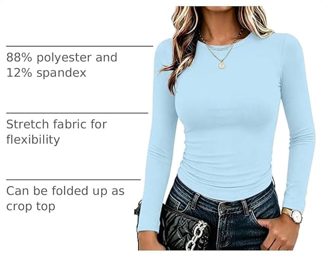 Zeagoo Women Long Sleeve Shirts Slim Fit Going Out Tops Crewneck Basic Tee | Stretchy Fitted Tops for Casual, Versatile T-Shirt, Soft Layering Shirts, Perfect for Summer and Fall Outfits thumbnail 4