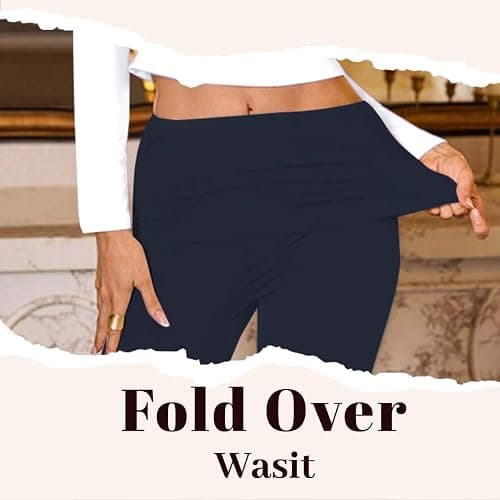 Dookttker Flare Fold Over Leggings High Waist Stretch Y2k Bell Bottom Thin Soft Pajama Pants Wide Leg Workout Sweatpants thumbnail 2