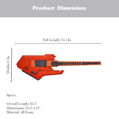35.5” Death Electric Higgs Guitar Foam Laser Sword Weapon Replica Prop Display Perfect for Collectible Halloween Cosplay & Decoration Gift, Lightweight, and Convention-Safe Red thumbnail 2
