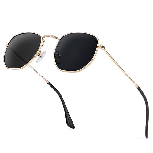 KALIYADI Sunglasses for Women and Men, Polarized Square UV Protection, Trendy Metal Frame Hexagon Sunglasses - Image 1