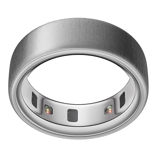 Oura Ring 4 - Brushed Silver - Size 7 - Smart Ring - Unique Sizing, Not Standard US Ring Sizes - Size First - Sleep Tracking Wearable - Heart Rate - Fitness Tracker - Up to 8 Days of Battery Life - Brushed Silver - 7