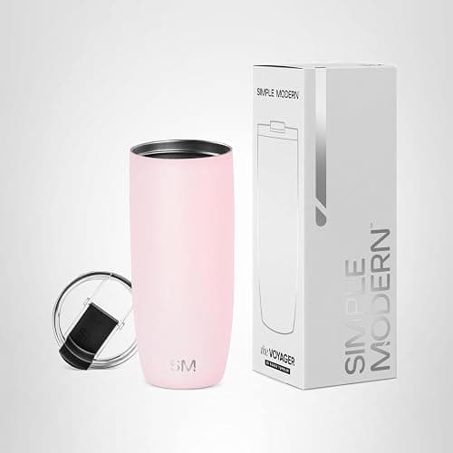 Simple Modern Travel Coffee Mug Tumbler with Flip Lid | Reusable Insulated Stainless Steel Cold Brew Iced Coffee Cup Thermos | Gifts for Women Men Him Her | Voyager Collection | 20oz | Blush thumbnail 8