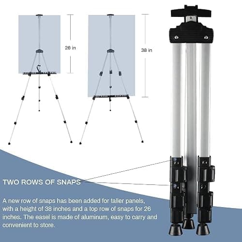 Art Easel Stand for Painting and Sign - RRFTOK 17 to 66 Inch Adjustable Aluminum Tripod Easels for Display, Portable Canvas and Poster Stand with Carry Bag for Beginners, Students and Classroom Use thumbnail 7