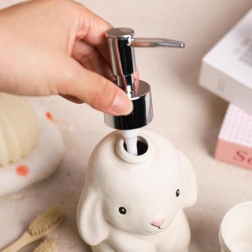 RockTrend Rabbit Ceramic Soap Bottle Lotion Bottle Soap Dispenser with Pump thumbnail 4