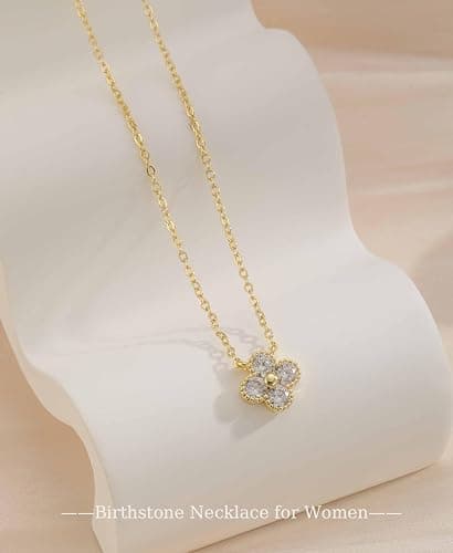 ZOERAY Birthstone Necklace for Women Non Tarnish 14K Gold Plated Four Leaf Clover Necklace Dainty Gold Choker Necklaces for Women Trendy CZ Emerald Pendant Necklace Jewelry Birthday Gifts for Women thumbnail 4