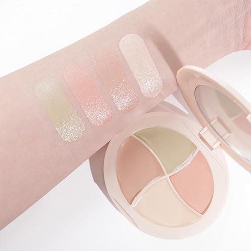evpct Pot Concealer Full Coverage kit with Brush for Older Women, 4 Nude Shades Under Eye Color Corrector Concealer Palette for Dark Circles Mature Skin Makeup, Waterproof Foundation Color Corrector thumbnail 6