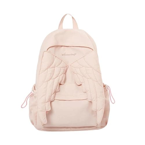 Tarvione Cutecore Backpack Cute Daypack with Wings Kawaii Sweet Coquette Fun Novelty Nylon Bag with Zipper for Women(Pink) - Image 1