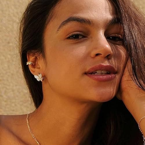 Cubic Zirconia Huggie Earrings 14k Gold Plated Tiny Earrings Small Simple Handmade Hypoallergenic Everyday Jewelry thumbnail 2
