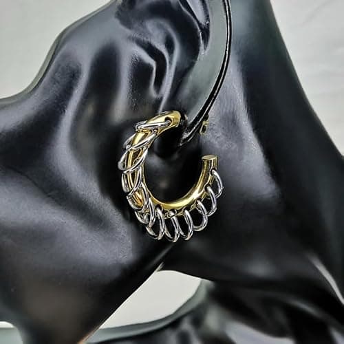Chunky Gold Hoop Earrings Statement 18K Gold Plated C Hoop Earrings Stainless Steel Thick Hypoallergenic Hoops Earrings for Women thumbnail 4