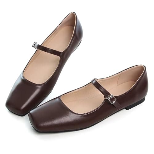 TN TANGNEST Leather Flats for Women Comfortable Square Toe Slip On Flats Soft Work Flats Retro Mary Jane Flats thumbnail 7