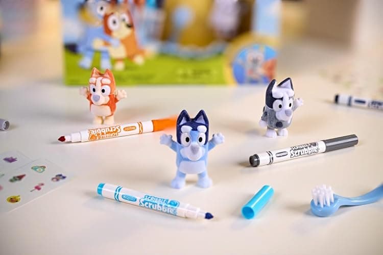 Crayola Scribble Scrubbies Deluxe Bluey Playset (3ct), Toddler Arts & Crafts Kit, Washable Stickers, Bluey Toys, Coloring Gift for Kids, Ages 3+ thumbnail 2