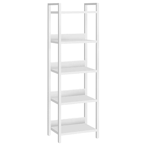 MAHANCRIS Bookshelf, 5-Tier Bookcase, Standing Book Shelf for Small Space, Storage Shelf Organizer, for Living Room, Bedroom, Study, Balcony, White BKBW5501 - Image 1