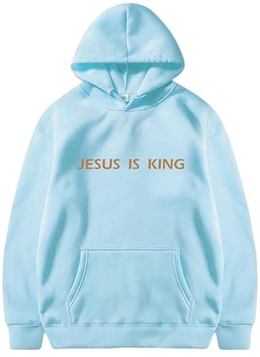 PANOZON JESUS IS KING Hoodie Christian Faith Religious God Tops Man Woman Pullover Sweatshirt Longsleeve thumbnail 2