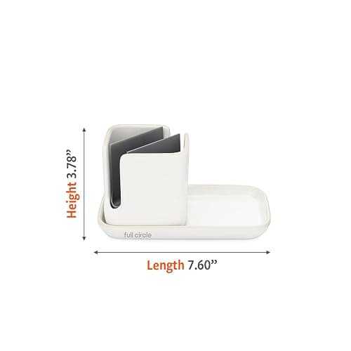 Full Circle Stash Ceramic Sink Caddy and Organizer, White/Gray thumbnail 3