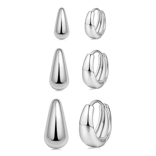 3Pairs Gold Hoop Earrings Set for Women Trendy Chunky Huggie Dainty Earring Jewelry for Women Teens - Image 1