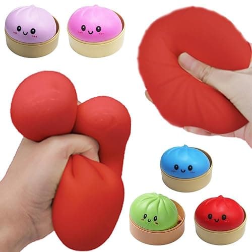 PandaXun Dumpling Squishies Toys, Giant Glitter Dumpling, Jumbo Steamed Bun Sensory Stress Relief Ball, Novelty Desk Soft Squeeze Decompression Gift for Adults (Glitter White, 1pcs) thumbnail 5