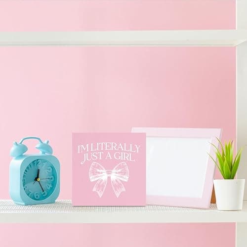 iRudyard Pink Bow Coquette Room Decor,Wooden Box Sign Desk Decor,Cute Preppy Stuff,Girly Wall Desk Shelf Tabletop Decoration thumbnail 5
