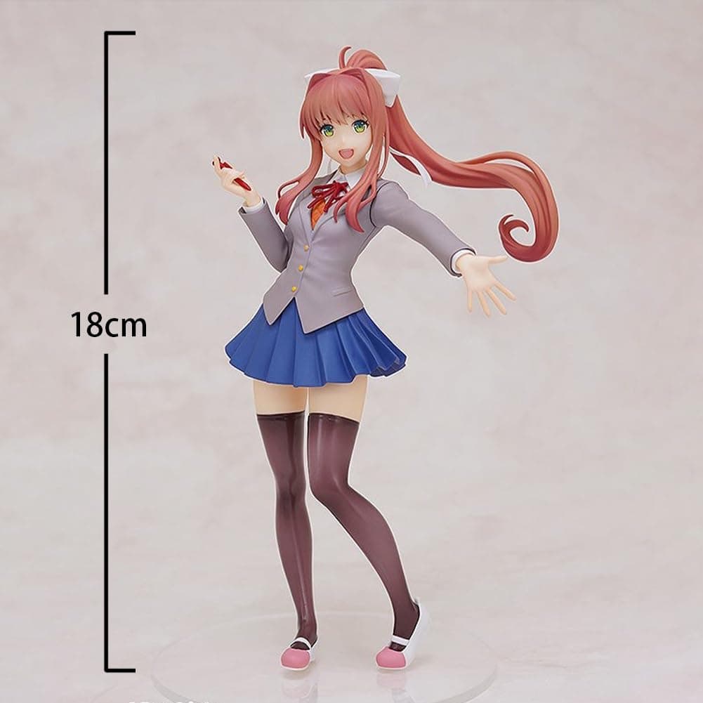 Monika Figure Monika Anime Figurine Manga Character Statue 18cm PVC School Uniform Style Standing Pose Model Desktop Decoration Collectible for Fans thumbnail 2