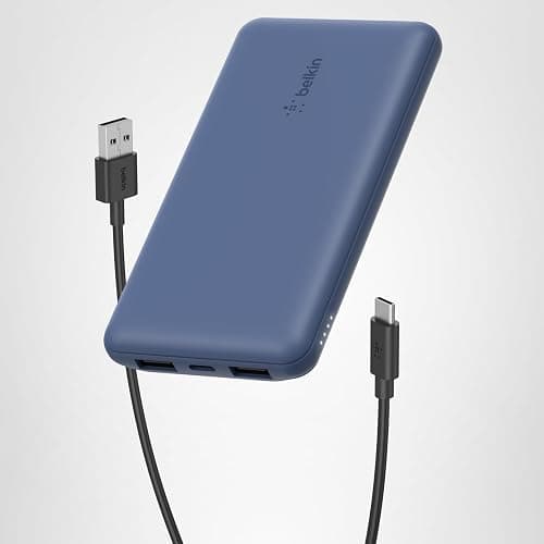 Belkin Portable Charger, USB C Power Bank 10000 mAh w/ 2xUSB-A Ports, 15W w/ Type-C to Type-A Cable - iPhone 17, Air, Pro, Pro Max, Samsung Galaxy S25, Nintendo Switch 2, Google Pixel 10, etc. - Blue thumbnail 12